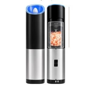 Gravity Electric Pepper & Salt Grinder Set battery operated LED Stainless New